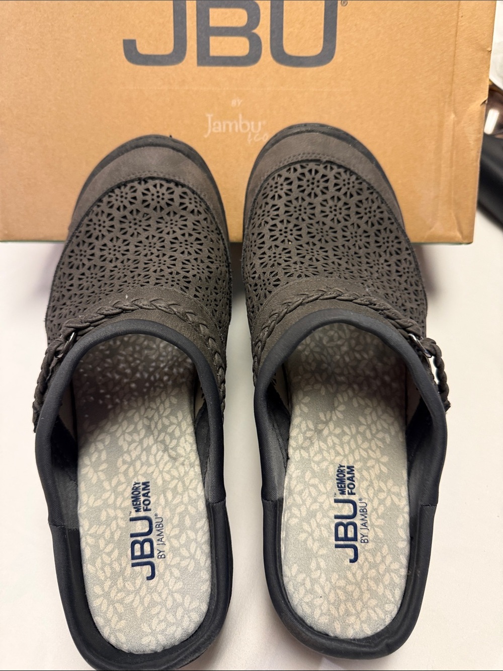 JBU by Jambu Black Laser-Cut Slip-On Clogs